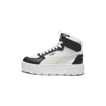 Pantofi sport medii de piele si piele ecologica Karmen - Alb/Negru