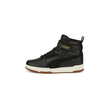 Pantofi sport mid-high de piele si piele ecologica RBD Game - Negru