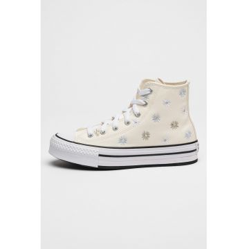 Tenisi high-cut cu broderie florala Lift