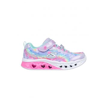 Pantofi sport cu inchidere velcro si lumini LED Flutter Heart Lights - Roz aprins/Lila/Albastru