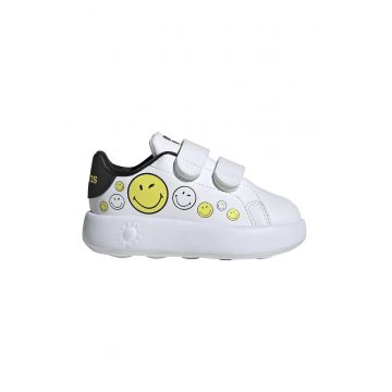 Pantofi sport cu velcro Advantage Smiley - Alb/Negru