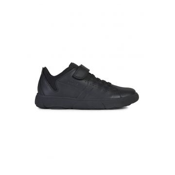Pantofi sport de piele cu insertii de plasa - Negru