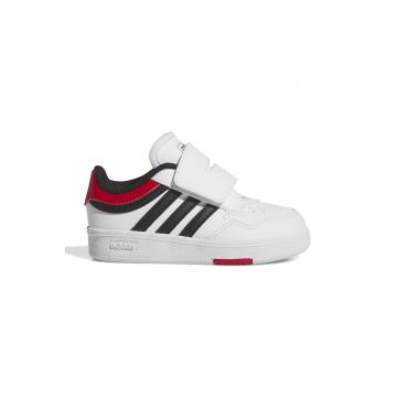 Pantofi sport de piele ecologica cu velcro Hoops 4.0 - Negru/Alb optic/Rosu vermillion