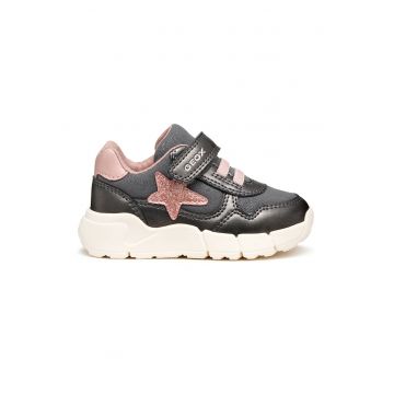 Pantofi sport de piele ecologica si material textil cu model stralucitor