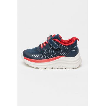 Pantofi sport din material textil cu inchidere velcro si garnituri din material sintetic - Rosu/Alb murdar/Bleumarin