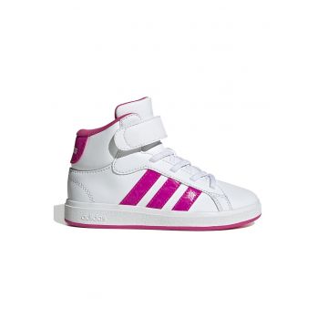 Pantofi sport mid-high din piele ecologica Grand Court - Alb/Fucsia