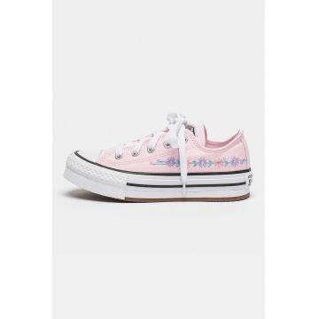 Tenisi low-cut cu model floral All Star Lift - Alb/Roz pastel