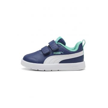 Pantofi sport Courtflex din piele ecologica cu velcro - Albastru inchis/Albastru aquamarin/Alb optic