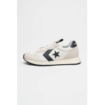 Pantofi sport cu garnituri de piele intoarsa Omega - Negru stins/Maro taupe deschis/Crem