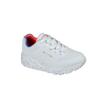 Pantofi sport cu talpa cu pete decorative Uno Lite - Rainbow - Alb