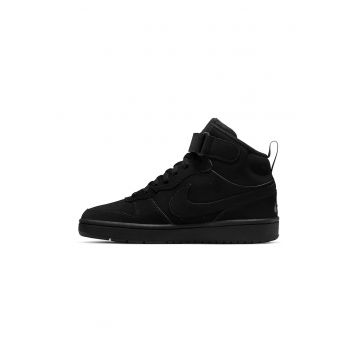 Pantofi sport din piele cu velcro Court Borough - Negru