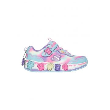 Pantofi sport Gummy Friends cu velcro si talisman detasabil - Turcoaz/Roz pastel/Alb optic