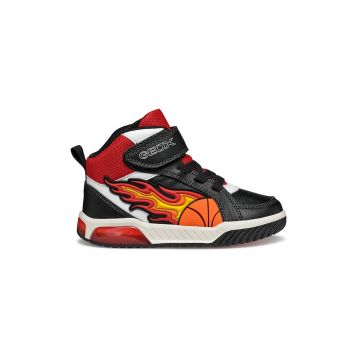 Pantofi sport mid-cut cu LED-uri - Rosu/Alb/Negru