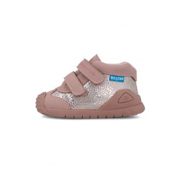 Pantofi sport mid-cut cu velcro - Roz prafuit/Argintiu