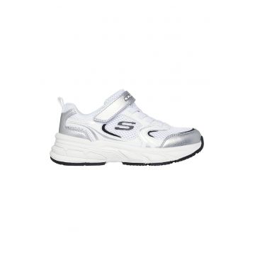 Pantofi sport Retro-Graph cu strat exterior de plasa si piele ecologica - Negru/Alb optic/Argintiu