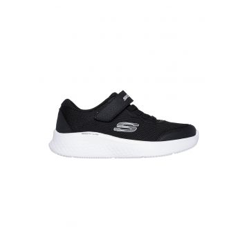Pantofi sport Skech-Lite Pro cu insertii de piele ecologica si velcro - Negru/Alb optic