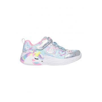 Pantofi sport Unicorn cu buton de pornire/oprire - Roz deschis/Argintiu