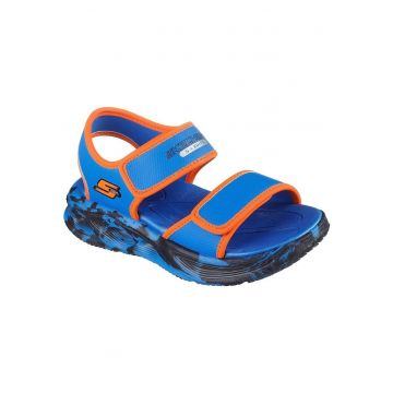 Sandale cu velcro si imprimeu logo - Albastru