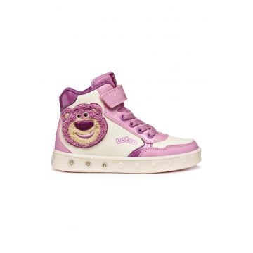 Tenisi de piele ecologica cu LED si detaliu brodat