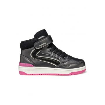 Tenisi inalti fete  piele ecologica - roz/negru -