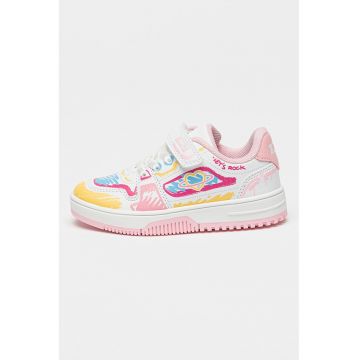 Pantofi sport cu model grafic - Alb/Roz deschis
