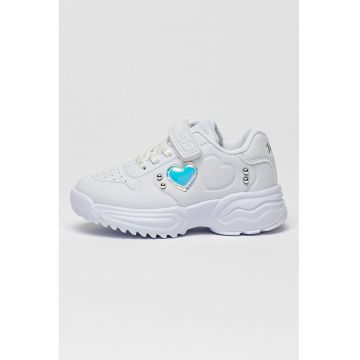 Pantofi sport din piele ecologica cu detaliu cu inima - Alb optic