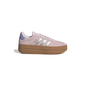 Pantofi sport Court Bold din piele intoarsa cu talpa flatform - Roz pastel/Argintiu