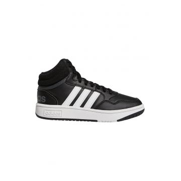 Pantofi sport mid-high din piele ecologica Hoops - Alb/Negru