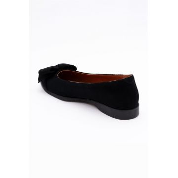 Balerini de piele intoarsa cu funda