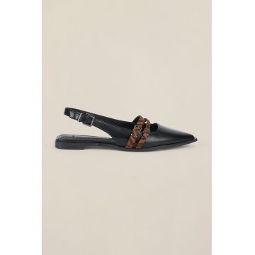 Balerini slingback din piele ecologica - Negru