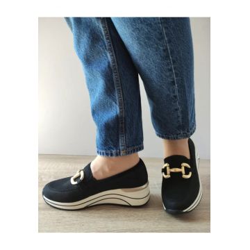 Pantofi Casual Dama  D0T12-02 Negri Velur - Negru