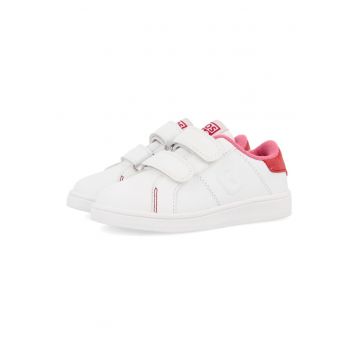 Pantofi de piele cu velcro si insertie de piele intoarsa