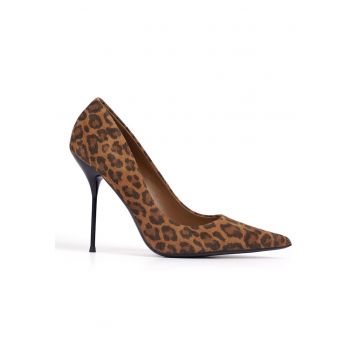 Pantofi din piele intoarsa cu animal print Eda
