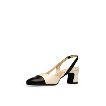 Pantofi din piele naturala cu varf rotund