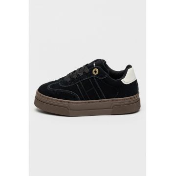 Pantofi sport cu insertii de piele intoarsa - Negru