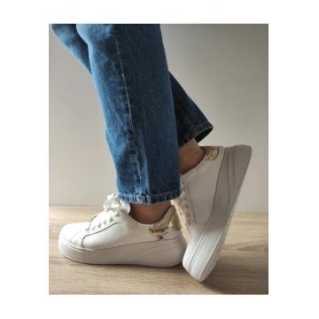 Pantofi Sport Dama  W2303-80 Albi Cu Auriu - Alb