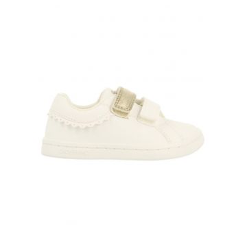 Pantofi sport din piele ecologica cu velcro - Alb