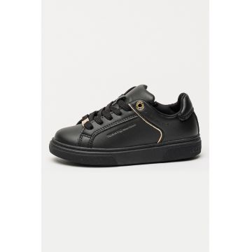 Pantofi sport low-cut de piele ecologica - Auriu/Negru