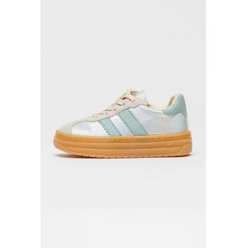 Pantofi sport low-cut flatform - Verde/Argintiu