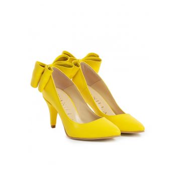 Pantofi Stiletto cu toc Cleopatra Yellow Toc mic