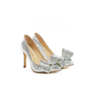 Pantofi Stiletto cu toc subtire Sophie - piele naturala - argintii