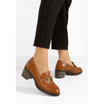 Mocasini cu toc Darna camel
