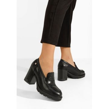 Mocasini cu toc Delora negri
