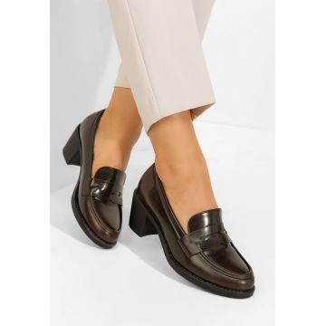 Mocasini cu toc Disina maro