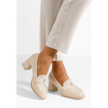 Mocasini cu toc Jonsia V2 bej