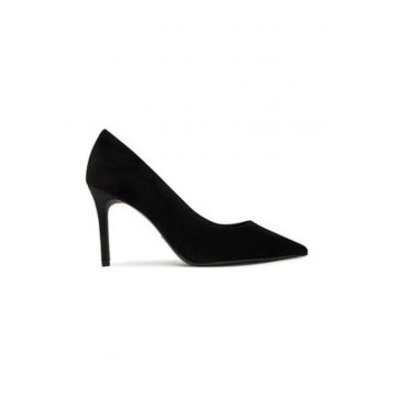 Pantofi dama -  toc inalt - piele naturala - negru -