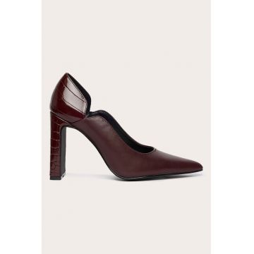 Pantofi de piele ecologica cu toc masiv