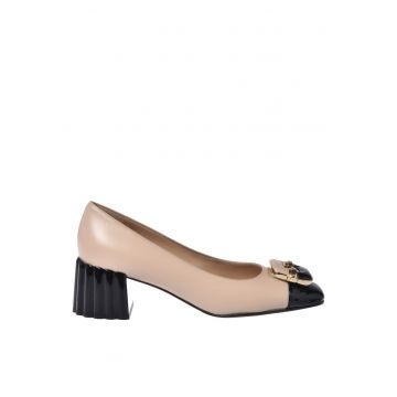 Pantofi din piele cu toc masiv