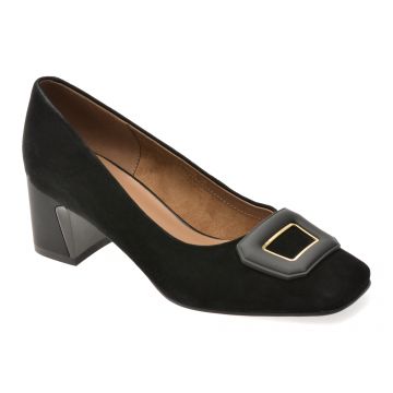 Pantofi eleganti EPICA negri, 4F5156, din piele intoarsa