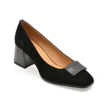 Pantofi eleganti EPICA negri, 4L109, din piele intoarsa